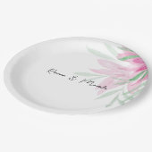 ピンクミニマルフローラ水彩手色彩の鮮やか形 ペーパープレート (アングル)