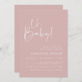 ピンクミニマルベビーシャワー招待状 招待状 (正面/裏面)