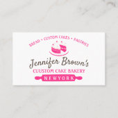 ピンクミニマルベーカリーパティシシェフケーキ 名刺 (正面)