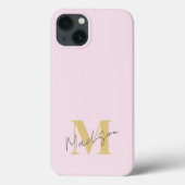 ピンクミニマルモダンイニシャルモノグラム Case-Mate iPhoneケース (裏面)
