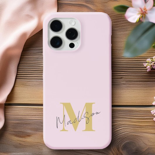 ピンクミニマルモダンイニシャルモノグラム Case-Mate iPhoneケース