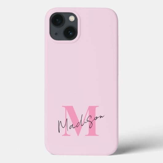 ピンクミニマルモダンイニシャルモノグラム Case-Mate iPhoneケース (裏面)