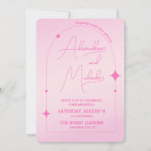 ピンクミニマルモダンリストエレガントな結婚式 招待状 (正面)