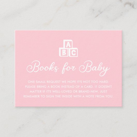ピンクミニマルモダンリストブックベビーカード エンクロージャーカード (正面)