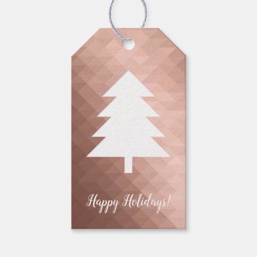ピンクミニマルモダン金ゴールド幾何学的クリスマスツリーギフト ギフトタグ (正面)