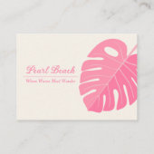 ピンクミニマルリーフバケーションレンタルカサンキューード 名刺 (裏面)