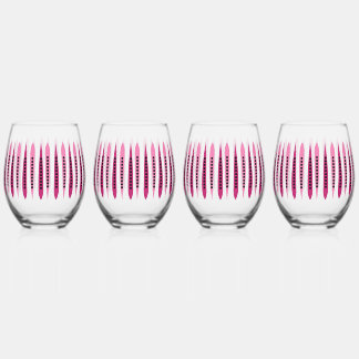 ピンクミニマルレトロインスパイア ステムなしワイングラス