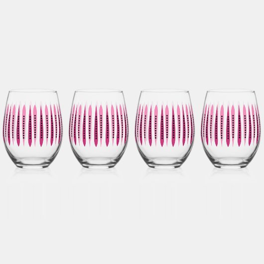 ピンクミニマルレトロインスパイア ステムなしワイングラス (正面)