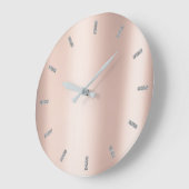 ピンクミニマルローズ金ゴールド金属赤面粉末グレー ラージ壁時計 (傾斜)