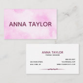 ピンクミニマル大理石スタイリッシュガーリーモダン製 名刺 (正面/裏面)