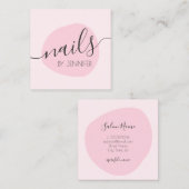 ピンクミニマル爪、 ネイル スクエア名刺 (正面/裏面)