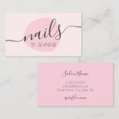 ピンクミニマル爪、 ネイル 名刺 (正面/裏面)