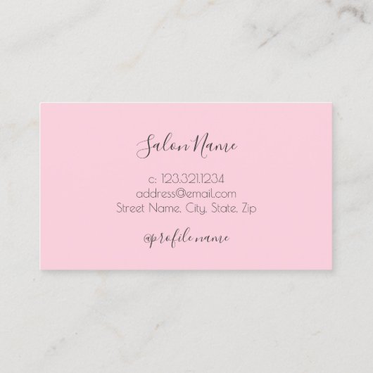 ピンクミニマル爪、 ネイル 名刺 (裏面)