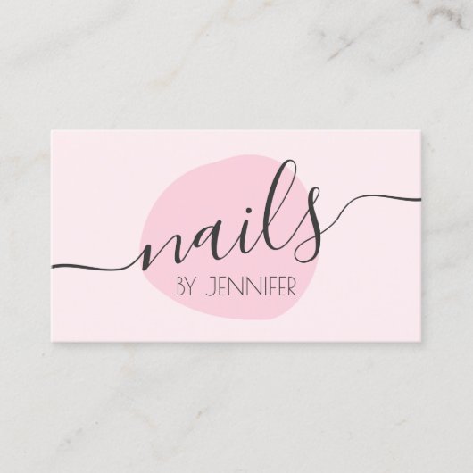 ピンクミニマル爪、 ネイル 名刺 (正面)