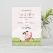 ピンクミニマル結婚式招待状 招待状 (スタンド正面)