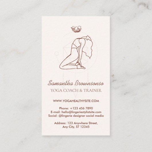 ピンクミニマル美しいシークレットジオメトリヨガコーチ 名刺 (裏面)