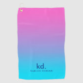 ピンクミニマル色のグラデーション ゴルフタオル (正面)