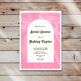 ピンクミニマル芸術的抽象芸術ブライダルシャワー 招待状