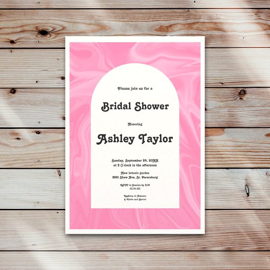 ピンクミニマル芸術的抽象芸術ブライダルシャワー 招待状