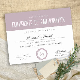 ピンクミニマル薄紫参加証明書