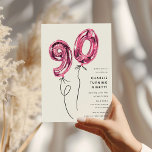 ピンクミニマル90バルーン90th誕生日パーティー 招待状<br><div class="desc">90祝に達するスタイルの節目！私たちのミニマルな誕生日招待状は、クラシックの白い背景に対してシックなピンクの数字を備えポップ・アートのて、この重要な大事な行事にあなたの愛する人を招待状するエレガントまだおもしろいの方法を提供する。簡単対テンプレートではカスタマイズ、思い出に残るイベントをキュレーションすることシンプルはない。愛する人の80歳の誕生日が忘れられないお祝いであることを確ユニーク認する。</div>
