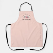 ピンクミニマ最高のリストママ&シェフエプパーソナライズされたロン エプロン (正面)