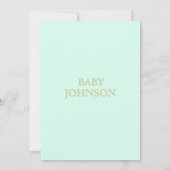 ピンクミパーソナライズされたントグリーン金ゴールドベビーシャワーガール 招待状 (裏面)