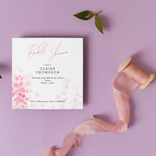 ピンクミモサスブライダルシャワー招待 招待状