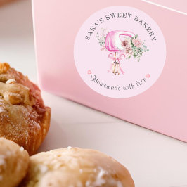 ピンクミモダンキサベーカリーロゴ ラウンドシール