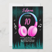 ピンクミュージカル誕生日招待状 招待状 (正面)