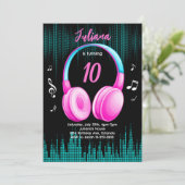 ピンクミュージカル誕生日招待状 招待状 (スタンド正面)