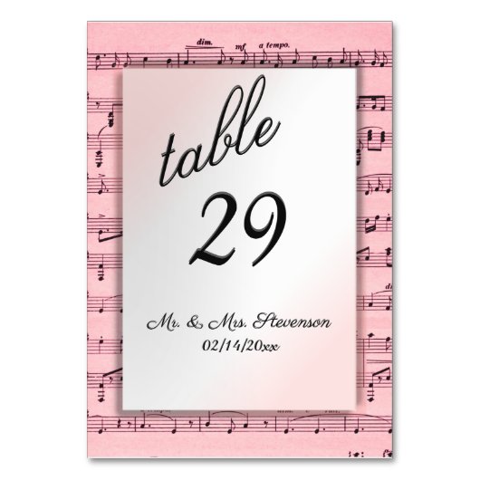 ピンクミュージックデザインパーソナライズされたテーブル番号 テーブルナンバー (裏面)
