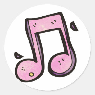 ピンクミュージックノート ラウンドシール