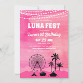ピンクミュージックフェスティバル誕生日招待状 招待状 (正面)