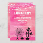 ピンクミュージックフェスティバル誕生日招待状 招待状 (正面/裏面)
