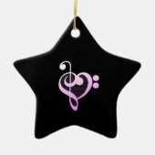 ピンクミュージックミュージシャンハート セラミックオーナメント (正面)