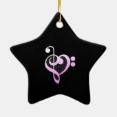 ピンクミュージックミュージシャンハート セラミックオーナメント (裏面)