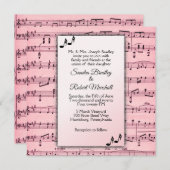 ピンクミュージック結婚式招待状 招待状 (正面/裏面)