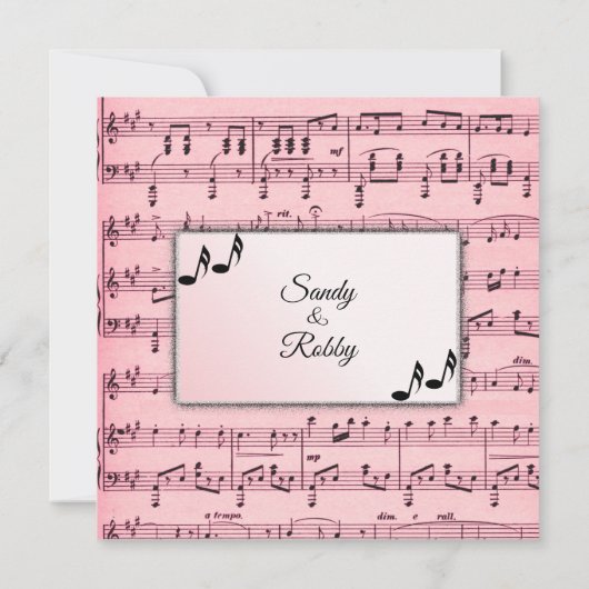 ピンクミュージック結婚式招待状 招待状 (裏面)