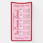 ピンクミルクシェイクアイスクリームソーシャル誕生日パーティー 横断幕 (縦)