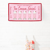 ピンクミルクシェイクアイスクリームソーシャル誕生日パーティー 横断幕 (インサイチュ)