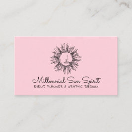 ピンクミレニアル抽象芸術スピリチュアル天日 名刺
