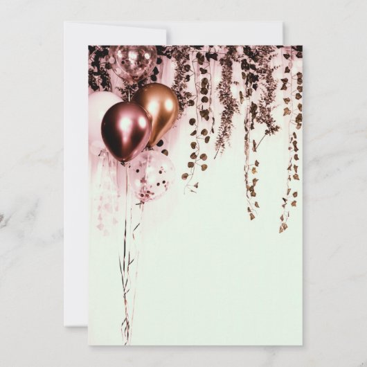 ピンクミンクバラ金ゴールドライツ素朴アイビーブライダル 招待状 (裏面)