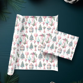 ピンクミントのクリスマスツリーオーナメント ラッピングペーパー