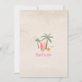 ピンクミントアクアガールサーフズアップサーフィン誕生日 招待状 (裏面)