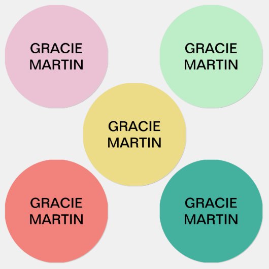 ピンクミントイエローティール(緑がかった色)コーラルラウンド接着剤名 ラベル (グループ)