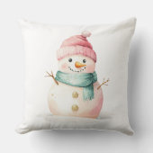 ピンクミントクリスマス雪だるま クッション (正面)