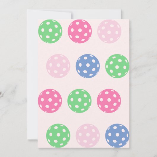 ピンクミントクロールウォークピックボールテーマ1st誕生日 招待状 (裏面)