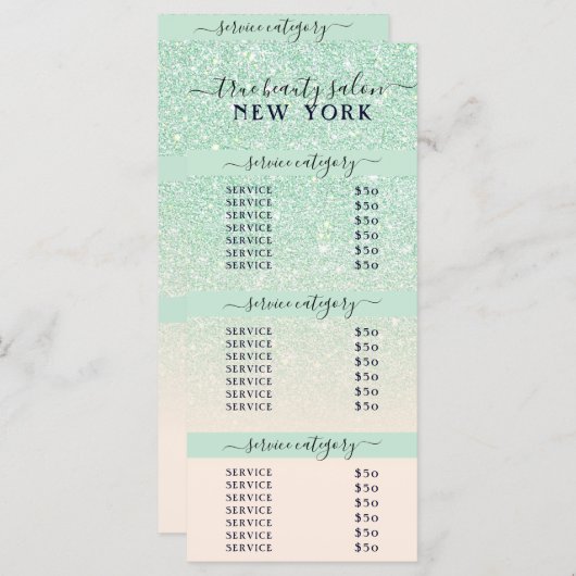 ピンクミントグリッターグラデーションサロン価格表 (正面/裏面)