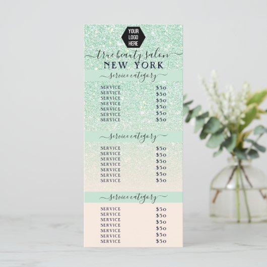 ピンクミントグリッターグラデーションロゴサロン価格表 (スタンド正面)